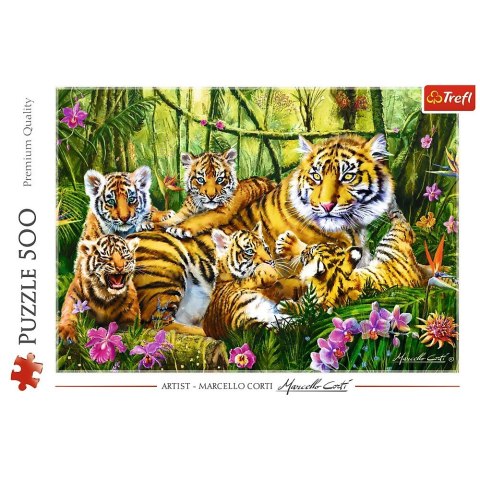 Puzzle 500 elementów - Rodzina Tygrysów Puzzle 500 elementów - Rodzina Tygrysów