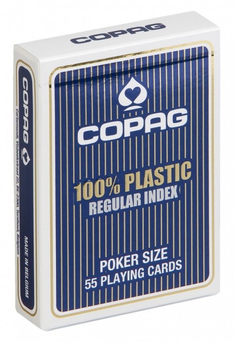 Karty Poker 100% Plastik PKJ. Talia niebieska, duży index w 2 rogach Karty Poker 100% Plastik PKJ. Talia niebieska, duży index w 2 rogach