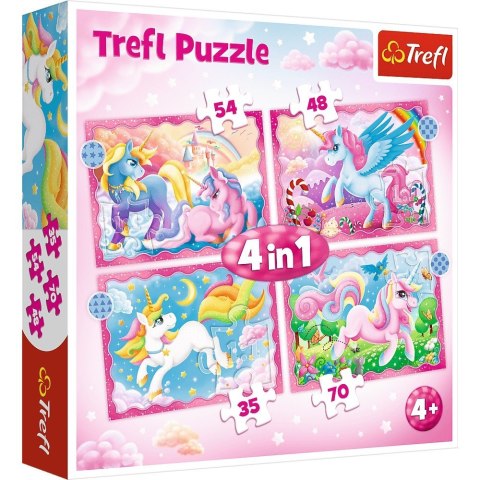 Puzzle 4w1 Jednorożce i magia Puzzle 4w1 Jednorożce i magia