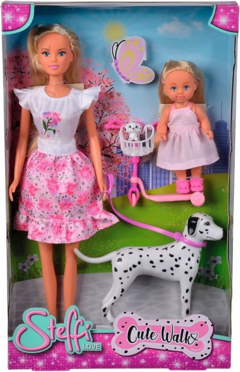 Lalki Steffi Love Steffi i Evi na spacerze z psem Lalki Steffi Love Steffi i Evi na spacerze z psem