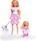 Lalki Steffi Love Steffi i Evi na spacerze z psem Lalki Steffi Love Steffi i Evi na spacerze z psem
