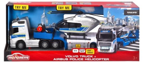 Zestaw policyjny Majorette Grand Volvo ciężarówka + helikopter 35 cm Zestaw policyjny Majorette Grand Volvo ciężarówka + helikopter 35 cm