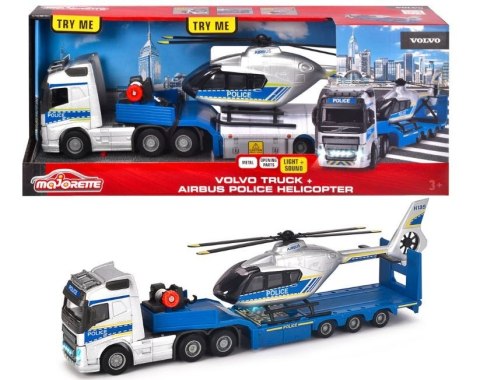 Zestaw policyjny Majorette Grand Volvo ciężarówka + helikopter 35 cm Zestaw policyjny Majorette Grand Volvo ciężarówka + helikopter 35 cm