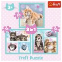 Puzzle 3w1 Słodkie zwierzaki kotki Puzzle 3w1 Słodkie zwierzaki kotki