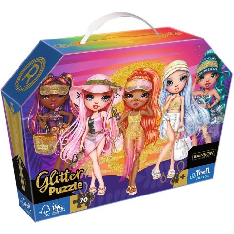 Puzzle 70 elementów glitter w kuferku Brokatowe Laleczki Rainbow High Puzzle 70 elementów glitter w kuferku Brokatowe Laleczki Rainbow High