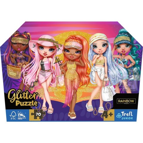 Puzzle 70 elementów glitter w kuferku Brokatowe Laleczki Rainbow High Puzzle 70 elementów glitter w kuferku Brokatowe Laleczki Rainbow High