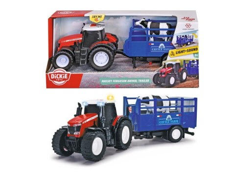 Pojazd FARM Massey Ferguson traktor z przyczepą, 26 cm Pojazd FARM Massey Ferguson traktor z przyczepą, 26 cm