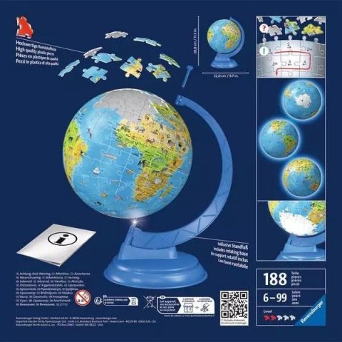 Puzzle 188 elementów 3D Globus podświetlany Puzzle 188 elementów 3D Globus podświetlany