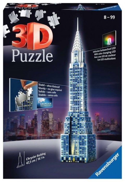 Puzzle 3D Budynki Nocą Wieżowiec Chrystler Puzzle 3D Budynki Nocą Wieżowiec Chrystler
