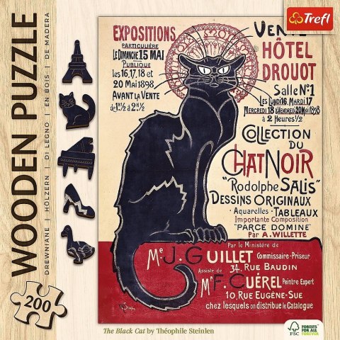 Puzzle drewniane 200 elementów Czarny Kot Theophile Alexandre Steinlen Puzzle drewniane 200 elementów Czarny Kot Theophile Alexandre Steinlen