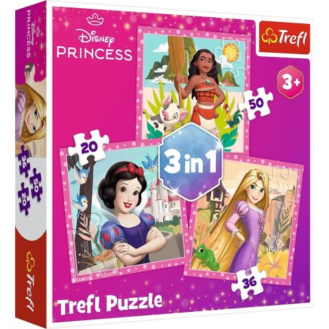 Puzzle 3w1 Księżniczki Disneya Piękne kwiaty Puzzle 3w1 Księżniczki Disneya Piękne kwiaty