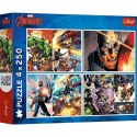 Puzzle 4x250 elementów Bohaterskie dni Avengers Puzzle 4x250 elementów Bohaterskie dni Avengers