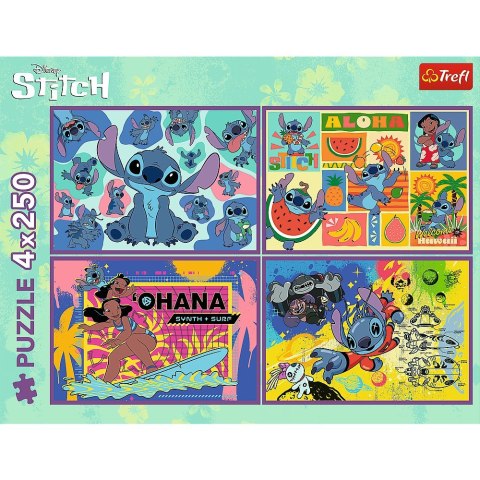 Puzzle 4x250 elementów Niezwykły Stitch Puzzle 4x250 elementów Niezwykły Stitch