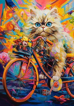 Puzzle 500 elementów Kotek na rowerze