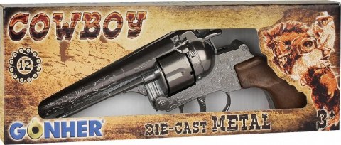 Metalowy Rewolwer kowbojski 12 naboi Metalowy Rewolwer kowbojski 12 naboi