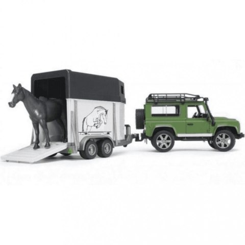 Pojazd Land Rover z przyczepą dla konia i figurką Pojazd Land Rover z przyczepą dla konia i figurką