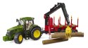Traktor John Deere 7R 350 z przyczepą leśną Traktor John Deere 7R 350 z przyczepą leśną