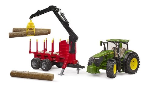 Traktor John Deere 7R 350 z przyczepą leśną Traktor John Deere 7R 350 z przyczepą leśną