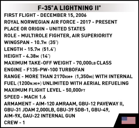 Klocki Armed Forces F-35A Lightning II Poland 580 klocków Klocki Armed Forces F-35A Lightning II Poland 580 klocków