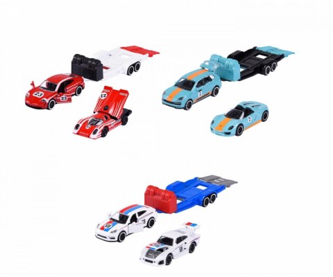 Pojazd Majorette Porsche z przyczepką, 3 rodzaje mix Pojazd Majorette Porsche z przyczepką, 3 rodzaje mix