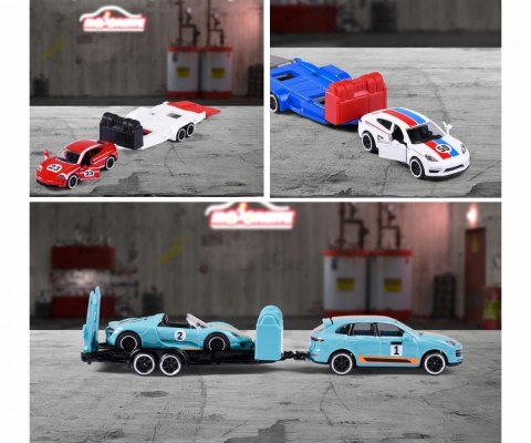 Pojazd Majorette Porsche z przyczepką, 3 rodzaje mix Pojazd Majorette Porsche z przyczepką, 3 rodzaje mix