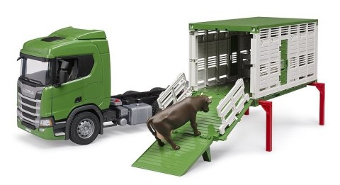 Pojazd Scania Super 560R Kontener z figurką krowy Pojazd Scania Super 560R Kontener z figurką krowy